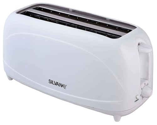 Silvano Vertikaler Toaster, 1200 W, Toaster für 4 Scheiben, 7 Stufen, einstellbare Leistung, Krümelauffangschale, einfache Reinigung, rutschfeste Füße, leicht von Silvano