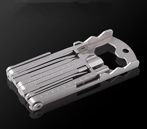 20 in 1 Multitool Karte Edelstahl Taschenformat mit Schraubenzieher Flaschenöffner Telefonständer Sechskantschlüssel Lineale SIM-Karte Pin von SILVERHERO