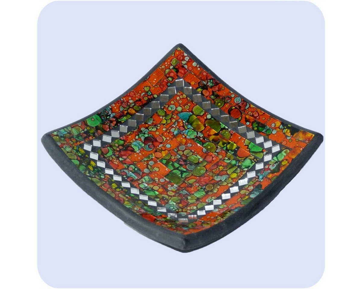 SIMANDRA Dekoschale Mosaik Schale Quadrat B: ca. 11 cm Tonschale Glasschale Dekoschale Kunsthandwerk Glassteine Deko (1 Stück) von SIMANDRA