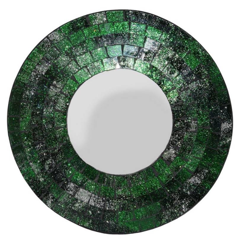 SIMANDRA Rahmenspiegel-rund Farbenfroher Glitzer Retro Mosaikspiegel aus Indonesien – Ø 20 cm von SIMANDRA