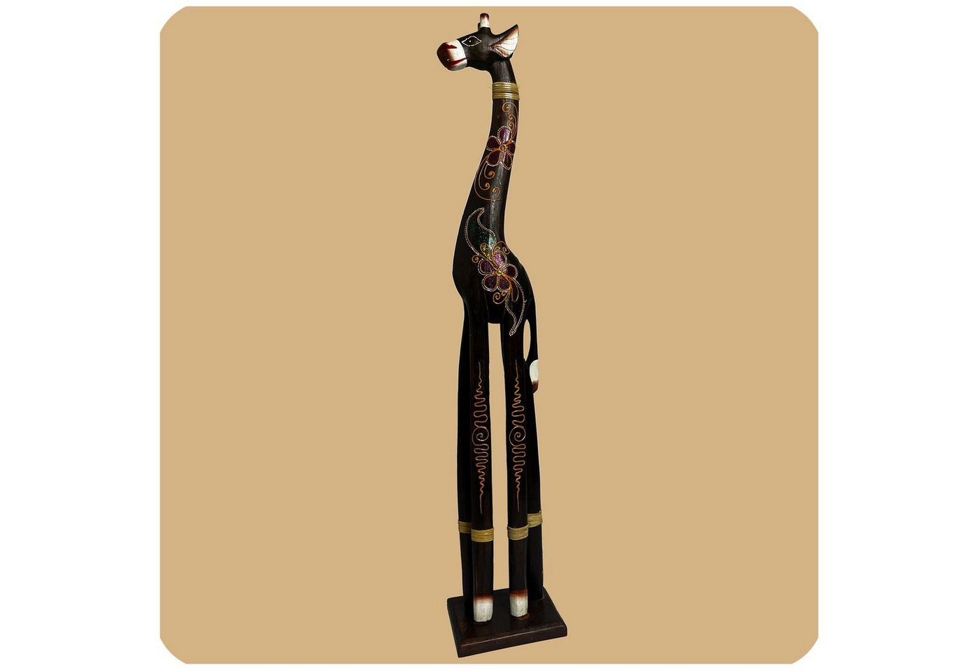 SIMANDRA Skulptur XXL Holzfigur Giraffe, afrikanisch bemalt in 3 Größen erhältlich von SIMANDRA