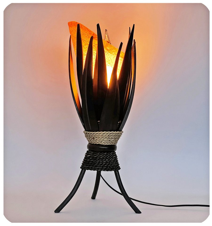 SIMANDRA Stehlampe Bananenblatt Dekolampe, Ambilight, ohne Leuchtmittel, Tageslichtweiß, Warmweiß, 67 x 24 cm Bali-Lampe aus traditioneller Handarbeit von SIMANDRA