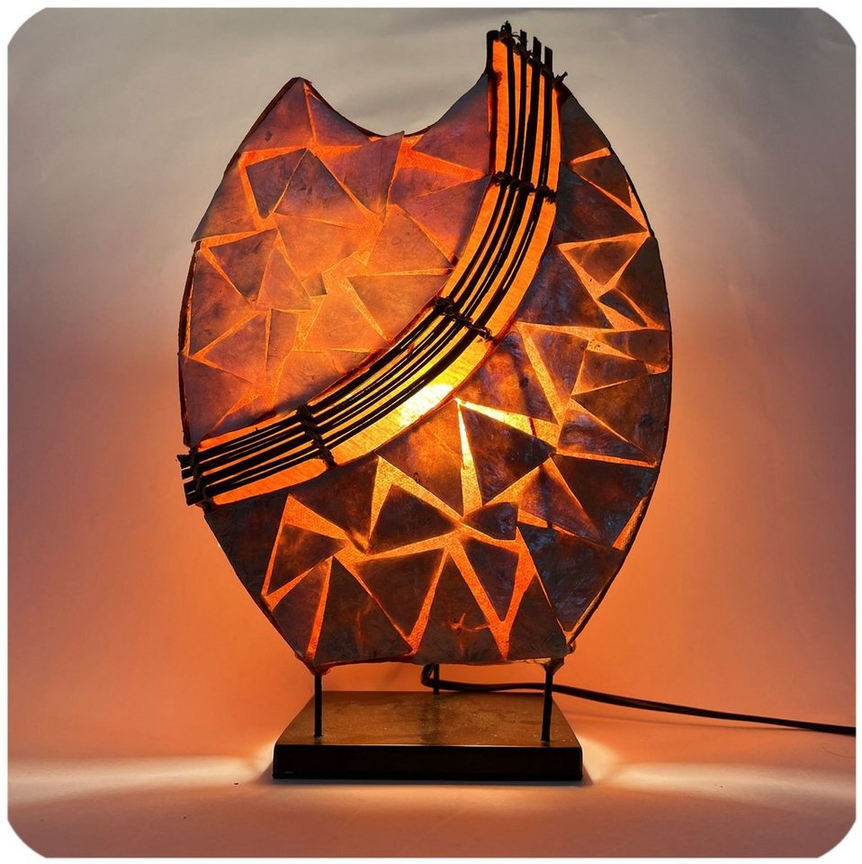 SIMANDRA Stehlampe Perlmutt, Leuchte, ohne Leuchtmittel, je nach Leuchtmittel, Warmweiß, Bali-Design-Lampe, Orange von SIMANDRA