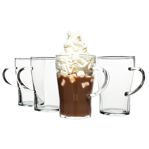 SIMAX Kaffeetassen aus klarem Glas: Latte-Tassen aus Borosilikatglas, Teetassen für heiße Getränke, klare Kaffeetasse mit Griffen, 4 Stück, 284 ml von SIMAX