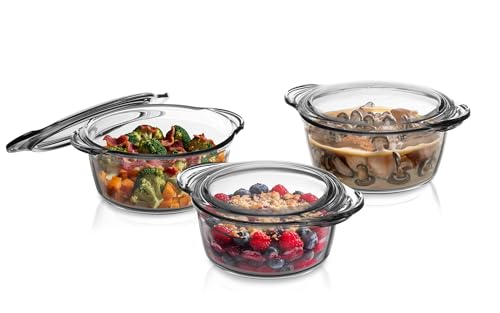 Simax Glas Auflaufformen für Ofen mit Deckel, 3er Set Auflaufformen Überzogen 1,50, 1,75 & 3 Quart Auflaufform mit Deckel, Glasbackformen für Backofen, Bleifreies Kochgeschirr Simax Glas Auflaufformen für Ofen mit Deckel, 3er Set Auflaufformen Überzogen 1,50, 1,75 & 3 Quart Auflaufform mit Deckel, Glasbackformen für Backofen, Bleifreies Kochgeschirr von SIMAX