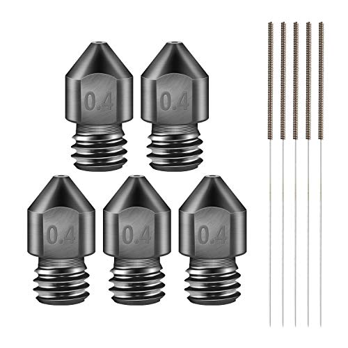 SIMAX3D[3D Drucker Düse Set],[5pcs*0.4MM]MK8 gehärteter Stahl Düsen+Edelstahl Reinigungs Kit,Hochwertige Extruder Nozzles für Creality Ender 3/5 von SIMAX3D