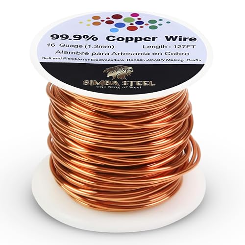 99,9 % weicher Kupferdraht, 1,3 mm Durchmesser, 38 m, SIMBA STEEL reiner Kupferdraht, Schmuckherstellungsdraht, Basteldraht (Kupfer, 38 m) von SIMBA STEEL