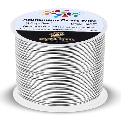 SIMBA STEEL Aluminium-Basteldraht, 18 Gauge, 1 mm, biegbarer Metalldraht, Schmuckherstellung, Modellierung, Blumenherstellung, Kranzherstellung, Basteln (Silber 150 m) von SIMBA STEEL