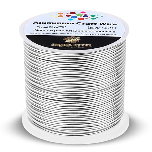 SIMBA STEEL Aluminium-Basteldraht, 18 Gauge, 1 mm, biegbarer Metalldraht, Schmuckherstellung, Modellierung, Blumenherstellung, Kranzherstellung, Basteln (Silber 90 m) von SIMBA STEEL
