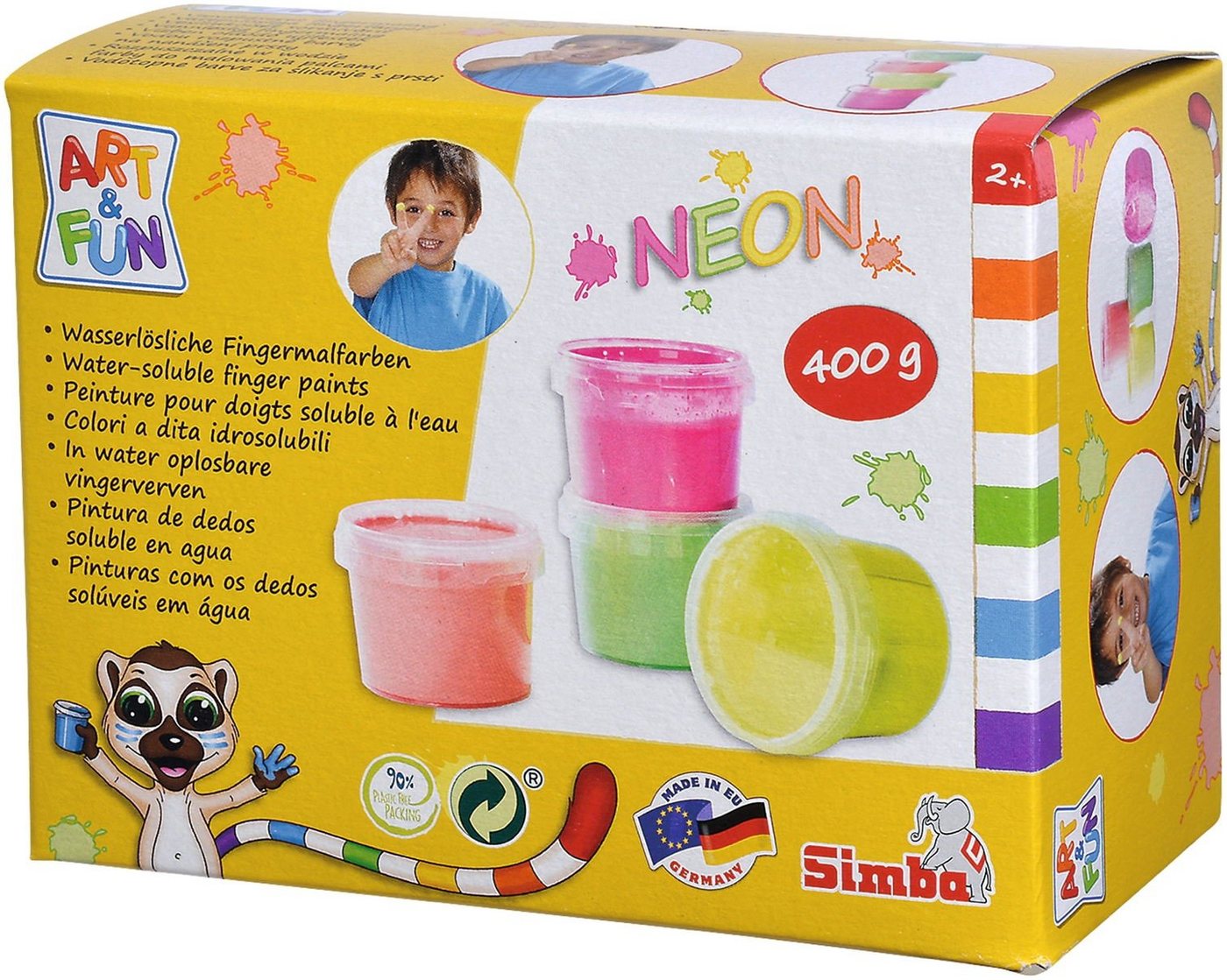 SIMBA Fingerfarbe Spielzeug Malen ART & FUN Fingermalfarbe Neon 4x 100g 106334572 von SIMBA