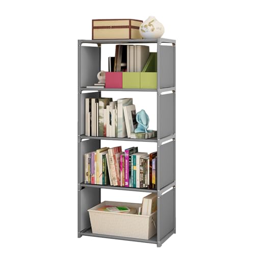 Bücherregal mit 5 Ebenen, 4 Würfeln, hohes Bücherregal, montiert, freistehend, vertikales Aufbewahrungsregal für Schlafzimmer/Wohnzimmer/Büro/Schrank/Arbeitszimmer von SIMBAE