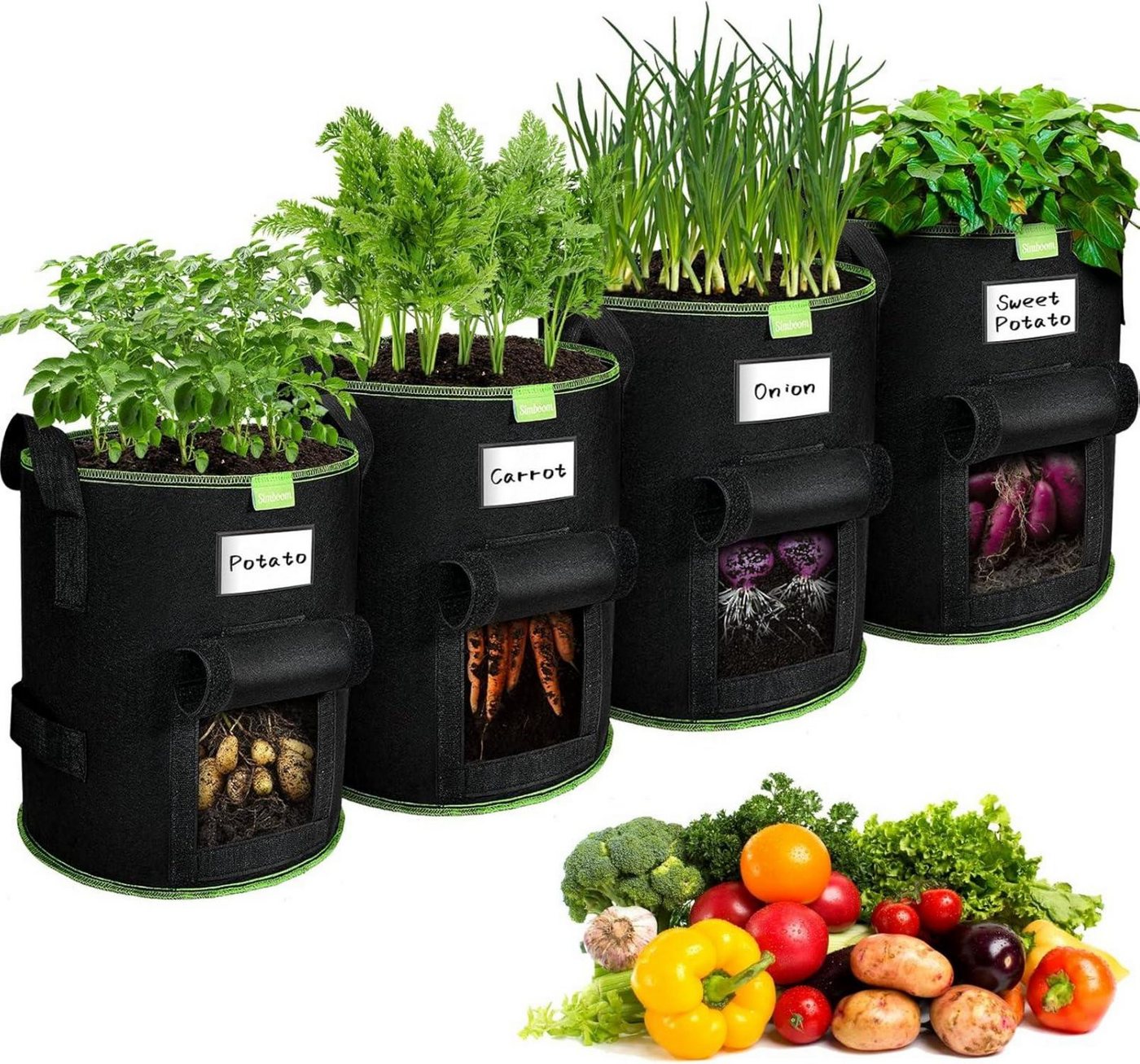 SIMBOOM Hochbeet 4er Set Kartoffel Pflanzsack 40L 10 Gallonen atmungsaktive Pflanztöpfe SIMBOOM Hochbeet 4er Set Kartoffel Pflanzsack 40L 10 Gallonen atmungsaktive Pflanztöpfe von SIMBOOM
