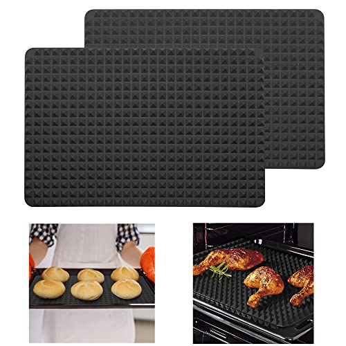 2 Stück Diamond Chef Silikon Pyramidenmatte, Silikon Pyramid Backblech, Pyramid Backmatte, leicht zu reinigen, wiederverwendbar für Ofen Grill BBQ Indoor 10,6 x 15,4 Zoll von SIMDAO