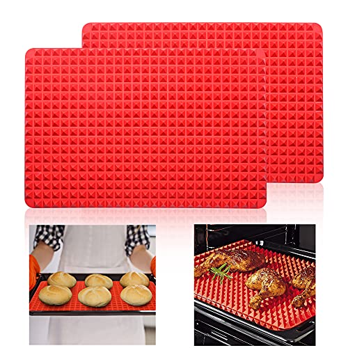 2 Stück Diamond Chef Silikon Pyramidenmatte, Silikon Pyramid Backblech, Pyramid Backmatte, leicht zu reinigen, wiederverwendbar für Ofen Grill BBQ Indoor 10,6 x 15,4 Zoll von SIMDAO