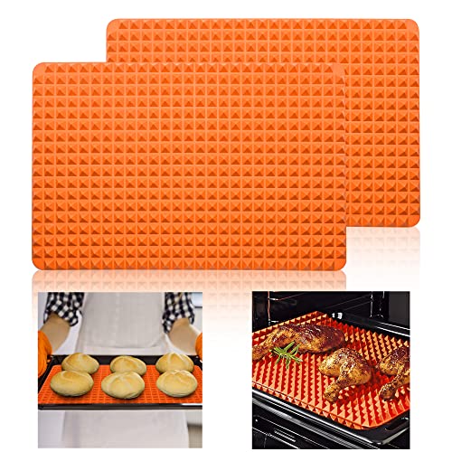 Diamond Chef Silikon-Pyramidenmatte, Silikon-Pyramiden-Backblech, Pyramiden-Backmatte, leicht zu reinigen, wiederverwendbar, für Ofen, Grillen, Grillen, Innenbereich, 26 x 39 cm (Orange) von SIMDAO