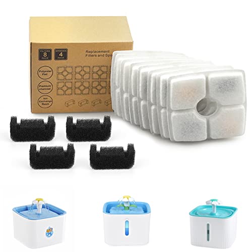 Katzenbrunnen Filter Set, 8 Stück Katzenbrunnen Filter mit 4 Stück Schwammfilter für Katzenbrunnen, Trinkbrunnen Ersatzfilter für Katzen und Hunde, Trinkbrunnenfilter mit Harz und Aktivkohle Katzenbrunnen Filter Set, 8 Stück Katzenbrunnen Filter mit 4 Stück Schwammfilter für Katzenbrunnen, Trinkbrunnen Ersatzfilter für Katzen und Hunde, Trinkbrunnenfilter mit Harz und Aktivkohle von SIMDAO
