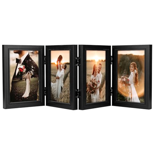 SIMDAO Bilderrahmen Collage für 4 Fotos, 10x15cm Bilder Holzbilderrahmen mit Plexiglas, Multirahmen für Hochzeit, Familie, Baby, Hellbraun, 6X4 Zoll von SIMDAO