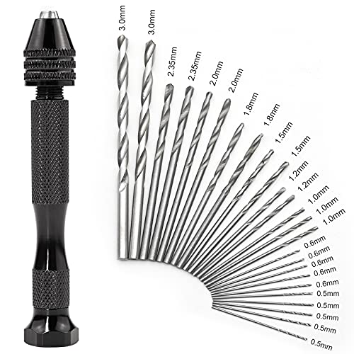 Schraubstock Handbohrer, 25 Stück, Handbohrer für Holz (0,5 - 3,0 mm), Präzisions-Handbohrer, Drehwerkzeuge für Metall, Holz, manuelle Arbeit, Heimwerken, Schmuck, Montage, Modellbau von SIMDAO
