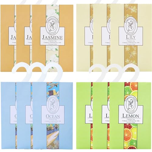 12PCS Hanging Duft Beutel, Duftsäckchen Kleiderschrank Dufterfrischer, Scent Tasche Garderobe Lufterfrischer, Schrankduft Frische, Schrankdeo Geruch Sachet für Closet, Auto, Schuhregal (1) von SIMDIM