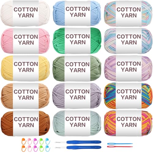 SIMEIQI 15 × 50 g Anfängergarn-Set zum Häkeln und Stricken, Baumwoll-Nylon-Mischgarn für Handarbeiten, Taschen, Korbpuppen und Kissen B SIMEIQI 15 × 50 g Anfängergarn-Set zum Häkeln und Stricken, Baumwoll-Nylon-Mischgarn für Handarbeiten, Taschen, Korbpuppen und Kissen B von SIMEIQI