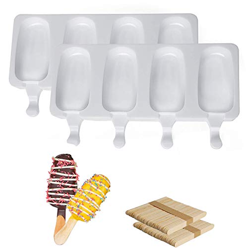 2er-Pack Eisformen, BPA-freie Silikoneisformen, wiederverwendbare Eisformen für Kinder und Erwachsene (mit 100 Eisstangen). von SIMEIXI