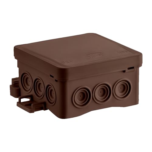 SIMET Anschlussdose NS6 FASTBOX&HOOK, Abmessungen 85 X 85 X 40 MM, braun, halogenfrei, selbstverlöschend, UV-beständig, IP54, mit Einhängemöglichkeit HNS, 1 St. von SIMET