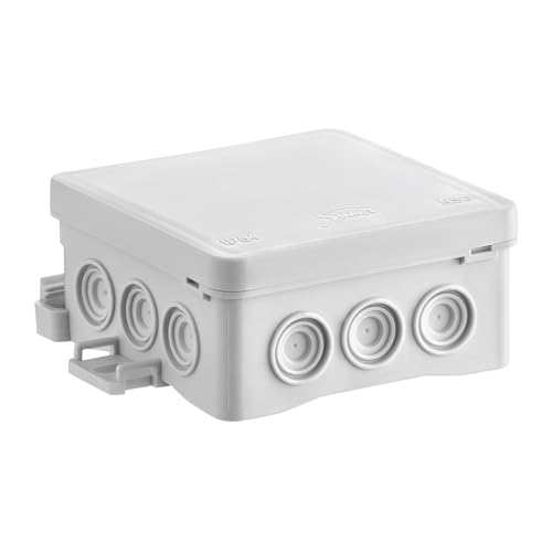 SIMET Anschlussdose NS6 FASTBOX&HOOK, Abmessungen 85 X 85 X 40 MM, grau, halogenfrei, selbstverlöschend, UV-beständig, IP54, mit Einhängemöglichkeit HNS, 1 Stk. von SIMET