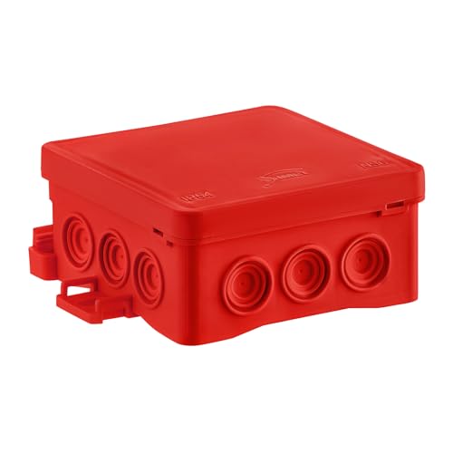 SIMET Anschlussdose NS6 FASTBOX&HOOK, Abmessungen 85 X 85 X 40 MM, rot, halogenfrei, selbstverlöschend, UV-beständig, IP54, mit Einhängemöglichkeit HNS, 1 St. von SIMET