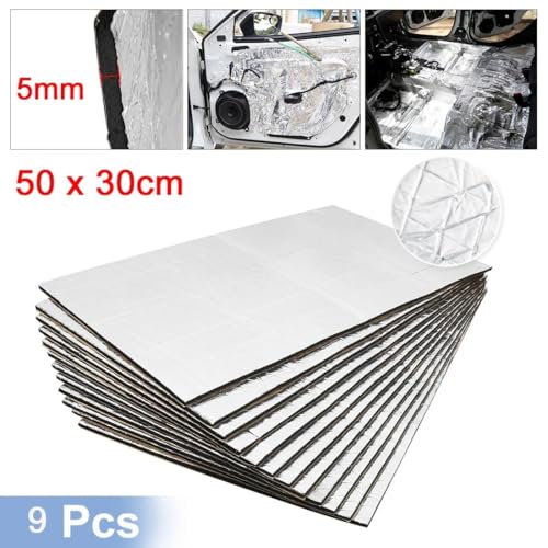 Hitzeschild 9/12/18/27 stücke 50cm * 30cm Auto Schallschutz Deadener Matte Wärme Noise Isolierung Trittschalldämmung Für Haube Motor Aufkleber Motorwärmedämmkissen(A) von SIMICASE