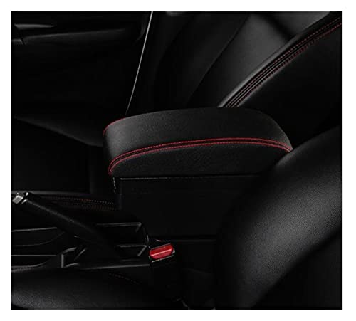 Mittelarmlehne Box Armrest Cover Für Hyundai Ix20 Armlehnenbox Universal-Armlehnenbox PU-Leder Auto Car-Styling Central Store Inhalt Box Getränkehalter Zubehör Armlehnenbox ( Color : B black red line von SIMICASE