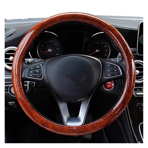 SIMICASE Lenkradabdeckung Universal Auto Lenkradbezug Mahagoni Holz Leder Fit 37-38cm Rad Auto Lenkradbezüge Auto Innendekoration Lenkradbezug Leder(4) von SIMICASE
