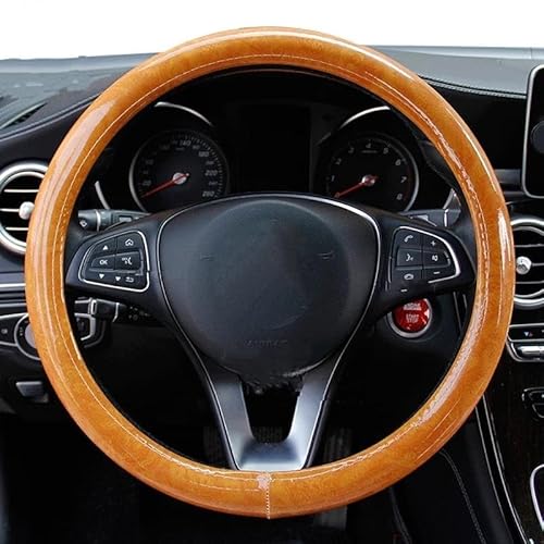 SIMICASE Lenkradabdeckung Universal Auto Lenkradbezug Mahagoni Holz Leder Fit 37-38cm Rad Auto Lenkradbezüge Auto Innendekoration Lenkradbezug Leder(5) von SIMICASE