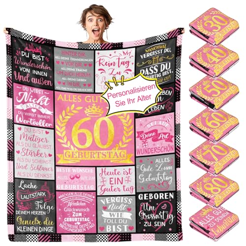 Personalised Birthday Gift with Age for Women, Mum, Girls, Wife, Girlfriend, Sister, Friend, Colleague, Happy Birthday Decoration Throw Blanket, 150 x 130 cm Personalised Birthday Gift with Age for Women, Mum, Girls, Wife, Girlfriend, Sister, Friend, Colleague, Happy Birthday Decoration Throw Blanket, 150 x 130 cm von SIMIEEK