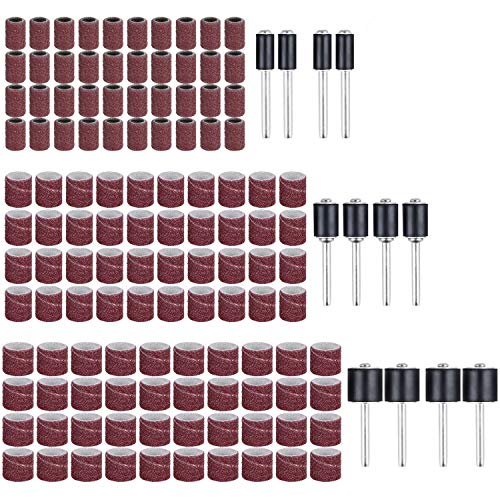 Schleifzubehör Trommelschleifer, Trommelschleifen (132 Stück) perfektes Set mit Schleifbandabdeckungen und Gummitrommeln von htbakoi