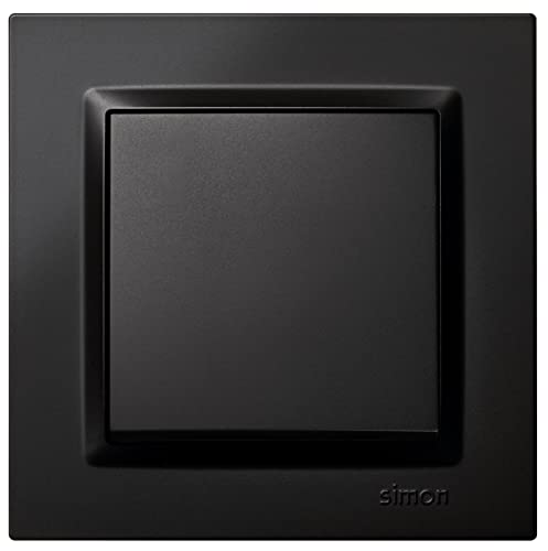 SIMON Kreuzschalter, Serie Simon 10, 230 V, Innenwandschalter, einfach zu installieren, inkl. Rahmen, Deckel und Mechanismus, Schwarz von Simon