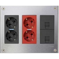 Metallwandflächenmontage-Kit mit 3 doppelten Elementen, 1 Doppelsteckdose, 1 Doppel-UPS und 2 RJ45-Graphitplatten Simon 500 Cima von SIMON