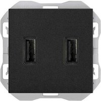 Simon - Doppeltes USB-Ladegerät 3,1A mit SmartCharge Typ a in mattem Schwarz 270 von SIMON