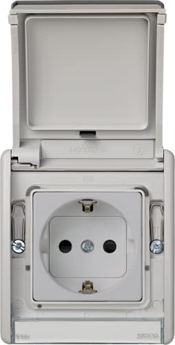 Steckdose mit Schraube IP55 Monoblock, für den Außenbereich, Grau von Simon
