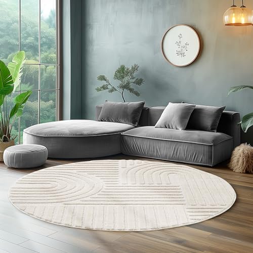 Hochflor Rund Teppich Wohnzimmer Küchenteppich Schlafzimmer Läufer Flur Skandi Boho Teppich 3D Design Flauschig Weich, Größe: 160 x 160 cm Farbe: Creme Hochflor Rund Teppich Wohnzimmer Küchenteppich Schlafzimmer Läufer Flur Skandi Boho Teppich 3D Design Flauschig Weich, Größe: 160 x 160 cm Farbe: Creme von SIMPEX