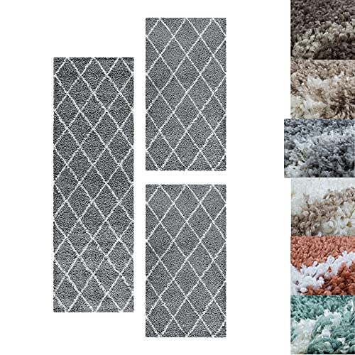 SIMPEX Bettumrandung Schlafzimmer 3teilig Shaggy Hochflor Teppich Grau Bettset: 2 mal 80x150 + 1 mal 80x250 - Schlafzimmer Teppich 3 Teilig Läufer Extra Weich Flauschig Bettvorleger Läuferset Halı SIMPEX Bettumrandung Schlafzimmer 3teilig Shaggy Hochflor Teppich Grau Bettset: 2 mal 80x150 + 1 mal 80x250 - Schlafzimmer Teppich 3 Teilig Läufer Extra Weich Flauschig Bettvorleger Läuferset Halı von SIMPEX