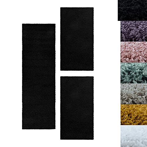 SIMPEX Bettumrandung Schlafzimmer 3teilig Shaggy Hochflor Teppich Schwarz Bettset: 2 mal 60x110 + 1 mal 80x250 - Schlafzimmer Teppich 3 Teilig Läufer Extra Weich Flauschig Bettvorleger Läuferset Halı SIMPEX Bettumrandung Schlafzimmer 3teilig Shaggy Hochflor Teppich Schwarz Bettset: 2 mal 60x110 + 1 mal 80x250 - Schlafzimmer Teppich 3 Teilig Läufer Extra Weich Flauschig Bettvorleger Läuferset Halı von SIMPEX