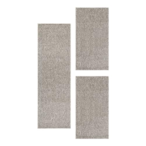 SIMPEX Bettvorleger Schlafzimmer Teppich Bettumrandung 3 Teilig Läufer Flur Küchenteppich Bettläufer Modern Einfarbiges Design Kurzflor Soft & Extra Weich Farbe: Beige von SIMPEX