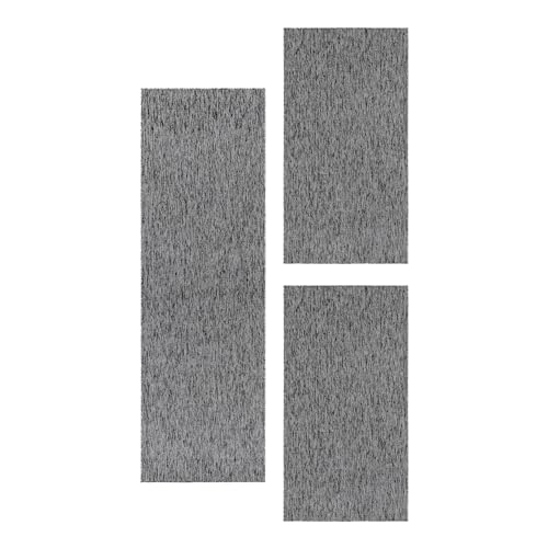 SIMPEX Bettvorleger Schlafzimmer Teppich Bettumrandung 3 Teilig Läufer Flur Küchenteppich Bettläufer Modern Einfarbiges Design Kurzflor Soft & Extra Weich Farbe: Grau von SIMPEX