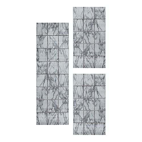 SIMPEX Bettvorleger Schlafzimmer Teppich Bettumrandung 3 Teilig Läufer Flur Küchenteppich Bettläufer Modernes Design Kurzflor Soft & Extra Weich Farbe: Bronze von SIMPEX