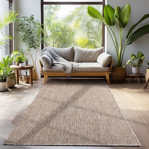 SIMPEX Einfarbiger Outdoor Teppich Läufer Flur Balkon Terrasse Teppich Küche Esszimmer Vintage Design Wetterfest Camping Carpet Soft und Weich Farbe: Beige Größe: 160 x 230 cm von SIMPEX