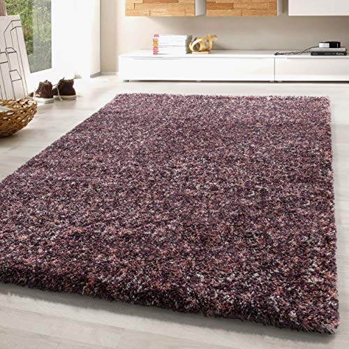 SIMPEX Teppich Wohnzimmer 240 x 340 cm Hochflor Teppich Rosa Moderne Einfarbig Meliert Design - Schlafzimmer Teppich Pflegeleicht Extra Weich Extra Flauschig - Carpet Living Room Deko von SIMPEX