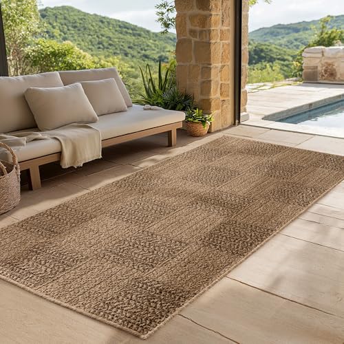 SIMPEX Indoor Outdoor Teppich Wetterfest pflegeleicht im natürlichen Jute-Look, Sisal Teppich Wohnzimmer, Küche, Terrasse, Garten und Balkon, 80x250 cm von SIMPEX