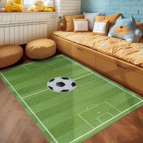 SIMPEX KinderTeppich, Fußballstadion, Teppich Grün, 120 x 170 cm, Teppich für Kinder, Teppich Kinderzimmer von SIMPEX