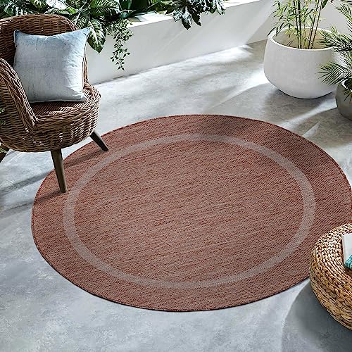 SIMPEX Outdoor Teppich, Unicolor - Einfarbig, Teppich Rot, 120 cm Rund, Teppich modernen Stil, Küche, Balkon, Terrasse, Garten, Picknick von SIMPEX