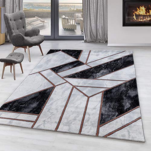 SIMPEX Kurzflor Teppich, Marmor Design, Teppich bronzefarbe, 80 x 150 cm, Teppich skandinavischen Stil, Teppich Wohnzimmer von SIMPEX